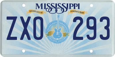 MS license plate ZXO293