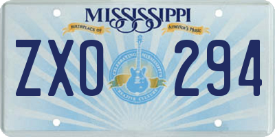 MS license plate ZXO294