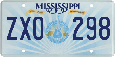 MS license plate ZXO298