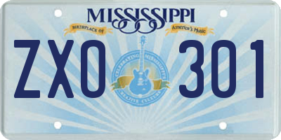 MS license plate ZXO301