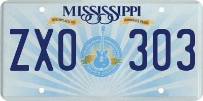 MS license plate ZXO303