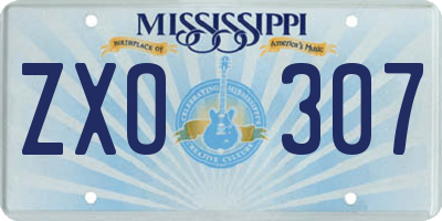 MS license plate ZXO307