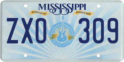 MS license plate ZXO309
