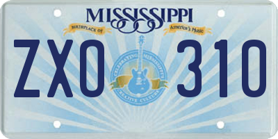 MS license plate ZXO310
