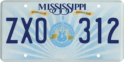 MS license plate ZXO312