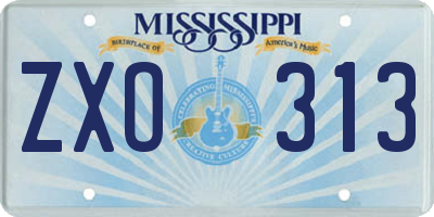 MS license plate ZXO313