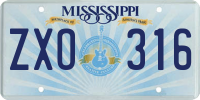 MS license plate ZXO316