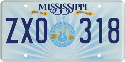 MS license plate ZXO318