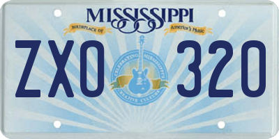 MS license plate ZXO320