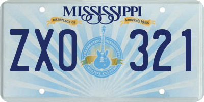 MS license plate ZXO321