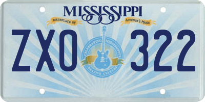 MS license plate ZXO322