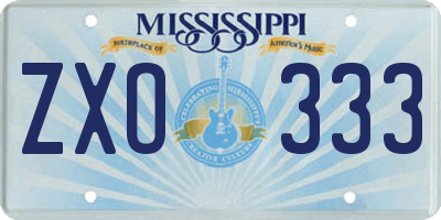 MS license plate ZXO333