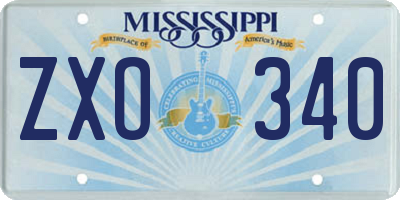 MS license plate ZXO340
