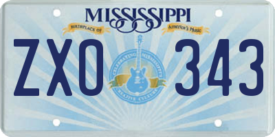 MS license plate ZXO343