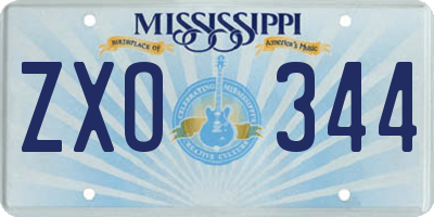 MS license plate ZXO344