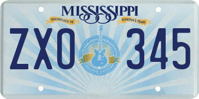MS license plate ZXO345