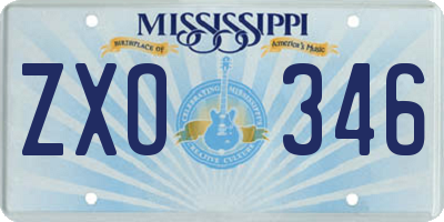 MS license plate ZXO346
