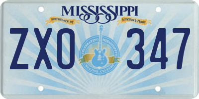 MS license plate ZXO347