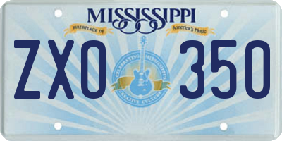 MS license plate ZXO350