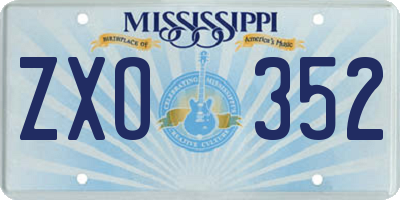 MS license plate ZXO352