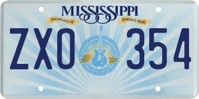 MS license plate ZXO354