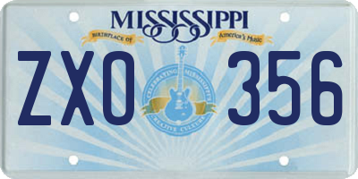 MS license plate ZXO356