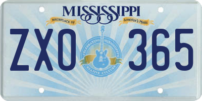 MS license plate ZXO365