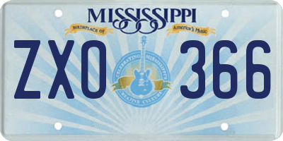 MS license plate ZXO366
