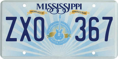 MS license plate ZXO367