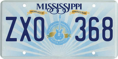 MS license plate ZXO368