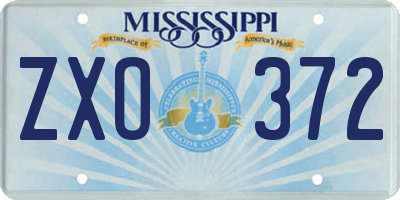 MS license plate ZXO372
