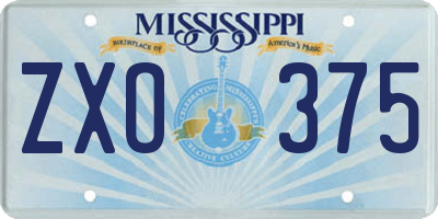 MS license plate ZXO375