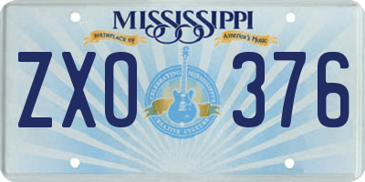 MS license plate ZXO376