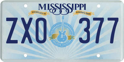 MS license plate ZXO377