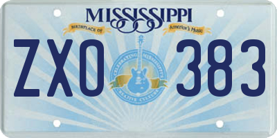 MS license plate ZXO383