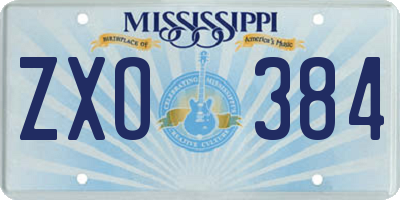 MS license plate ZXO384