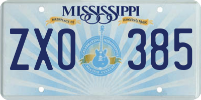 MS license plate ZXO385