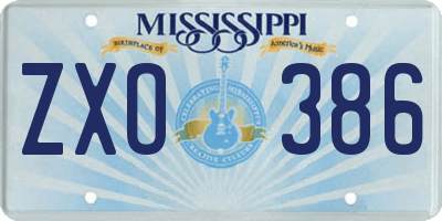 MS license plate ZXO386