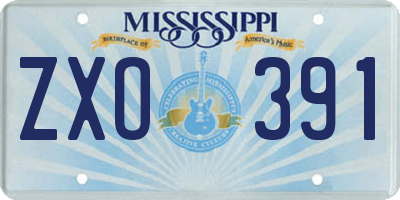 MS license plate ZXO391