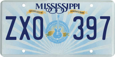 MS license plate ZXO397