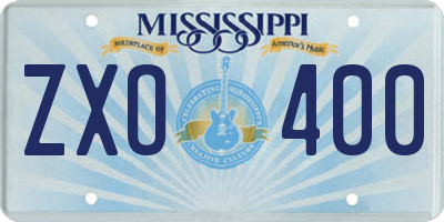 MS license plate ZXO400