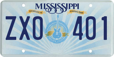 MS license plate ZXO401
