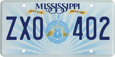 MS license plate ZXO402
