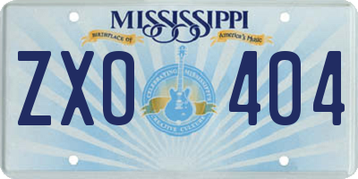 MS license plate ZXO404