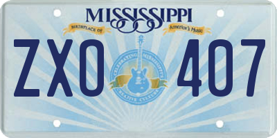 MS license plate ZXO407