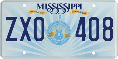 MS license plate ZXO408