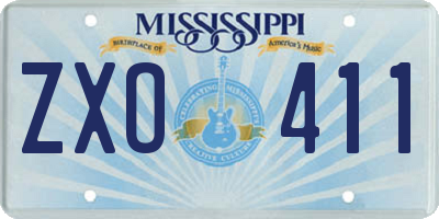 MS license plate ZXO411