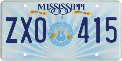 MS license plate ZXO415