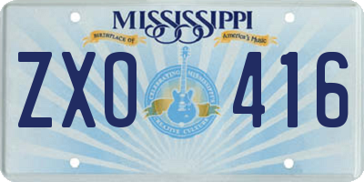 MS license plate ZXO416