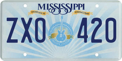 MS license plate ZXO420
